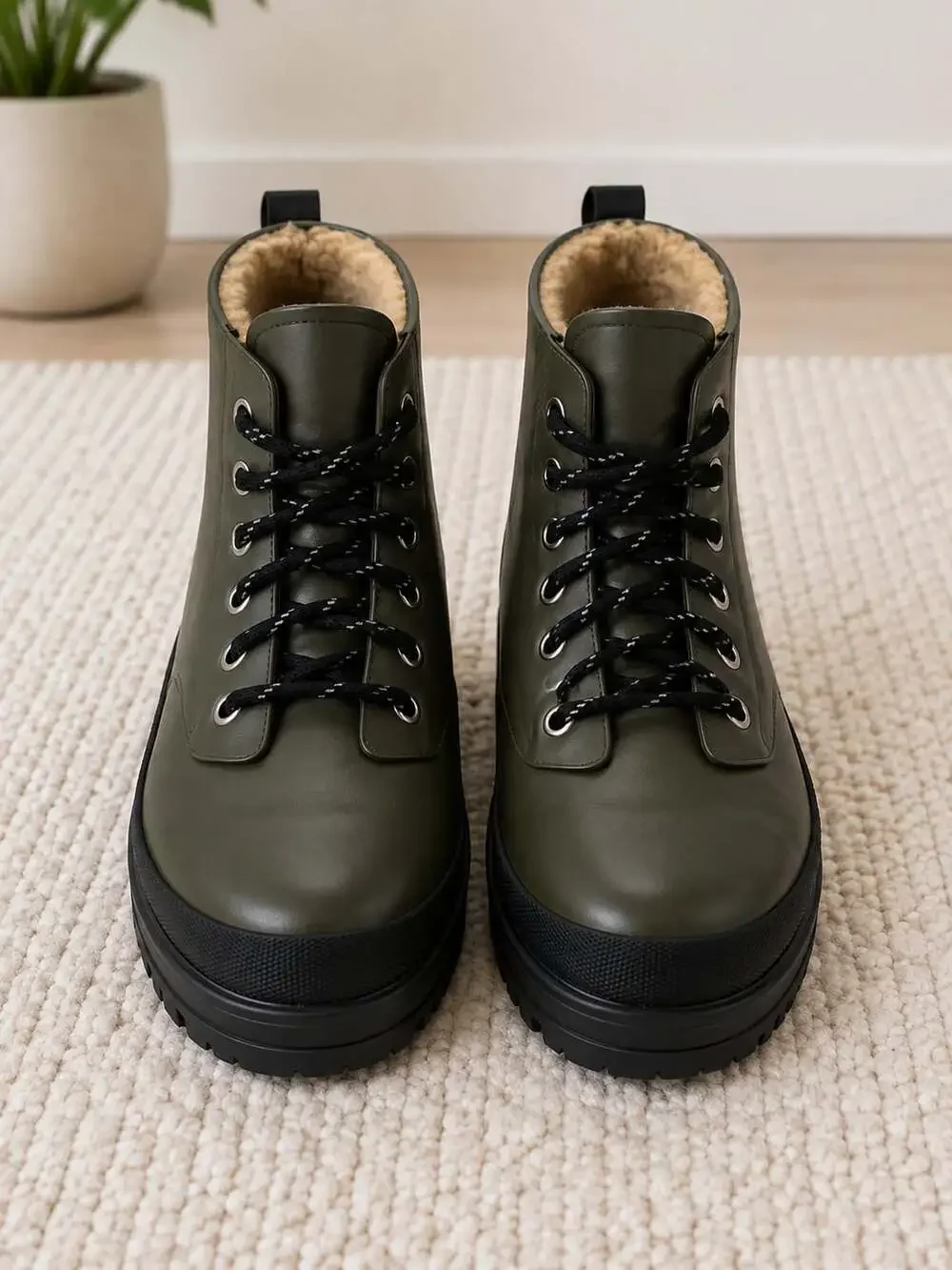 Chooka Redmond Hiker Waterproof Rain Boots Olive Green Lace Up Women’s Size 6